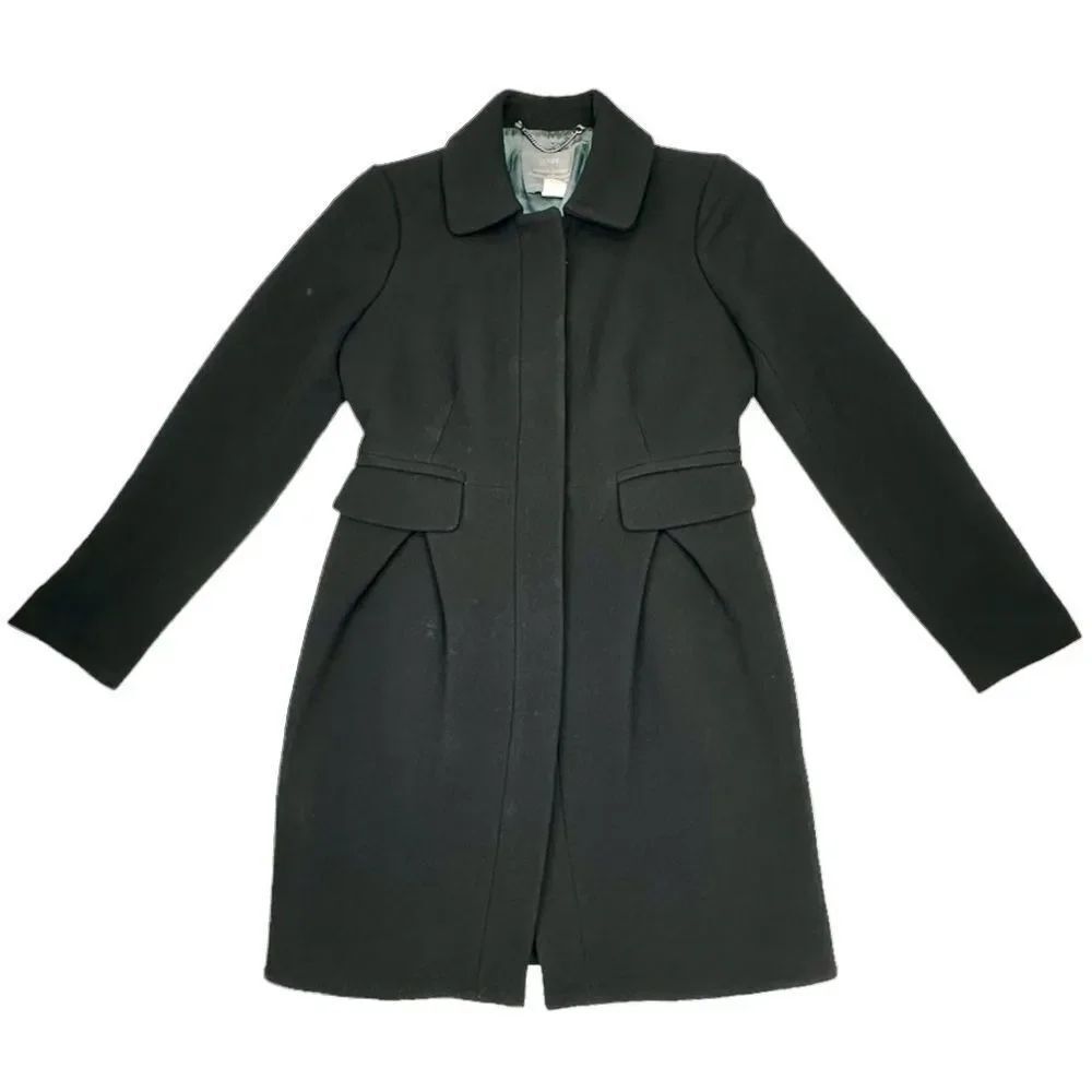 J. Crew Black Wool Lady Day Coat Italian Double Cloth 34” Length Women's Size 6